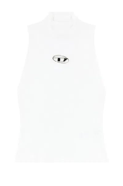 DIESEL RIBBED HIGH NECK SLEEVELESS TOP