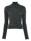 Diesel Ribbed High-neck Top In Gray