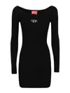 Diesel Black U Neck Dress With D-logo In Black