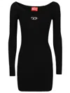 Diesel Black U Neck Dress With D-logo In Black