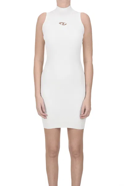 Diesel Ribbed Knit Dress In White