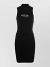 Diesel Ribbed Knit Dress With High Neck And Cut-out In Black