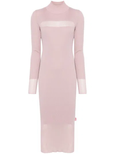 Diesel Ribbed-knit Midi Dress In Nude