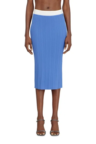 Diesel Ribbed Knit Skirt With Contrast Waistband In Blue