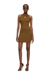 Diesel M-caddix Metallic-logo Ribbed Dress In Brown