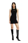 Diesel M-caddix Black Dress With Oval D Logo Plaque On The Front In Viscose Blend Woman In Black