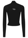 Diesel Ribbed Knit Top With High Crewneck In Black