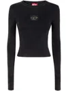 Diesel M-anchor-a Cropped Denim Sweatshirt With Cut-out Detail In Black