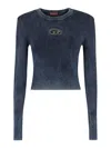 Diesel Women M-anchor Cotton Sweater In Blue
