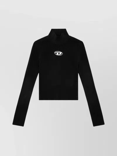 Diesel Ribbed Knit Turtleneck Cut-out Detail In Black
