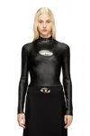 Diesel Ribbed-knit Turtleneck With Shiny Effect In Black
