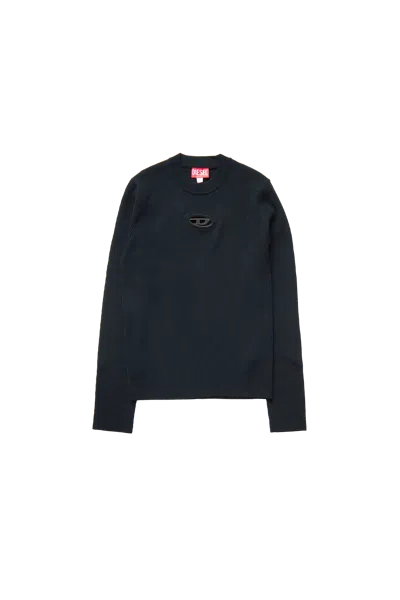 Diesel Zackary Ribbed Logo Crew Neck T-shirt In Blue