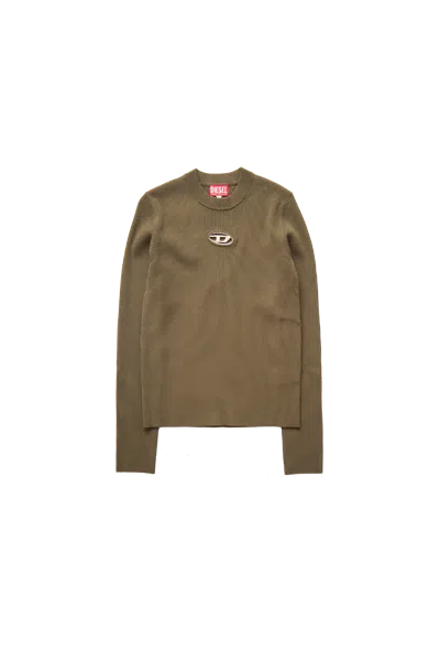 Diesel Ribbed Logo Crewneck Sweater Green
