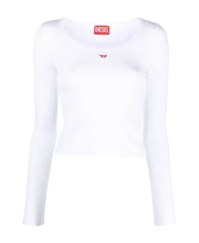 Diesel Ribbed Logo-patch Top In White