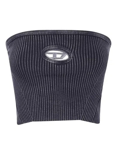 Diesel Ribbed Logo-plaque Tube Top In Black