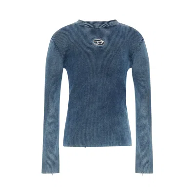 Pre-owned Diesel Ribbed Logo Sweater 'blue' | Men's Size Xxl