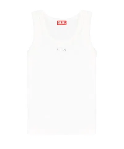 Diesel Ribbed Logo Tank Top In White