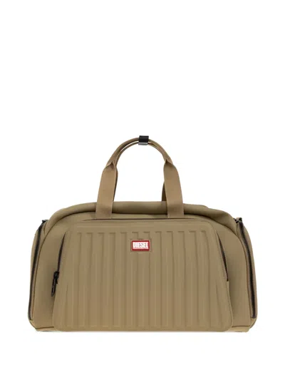 Diesel Ribbed Logo-patch Duffle Bag In Brown