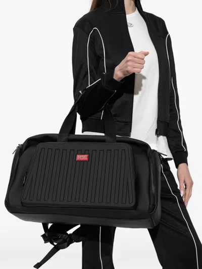 Diesel Ribbed Logo-patch Holdalls Bag In Black