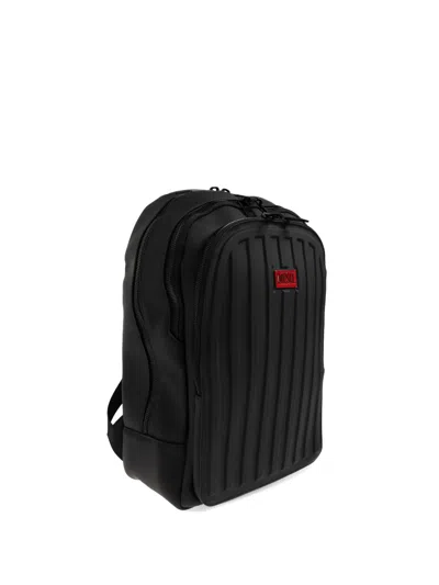 Diesel Ribbed Logo-plaque Backpack In Black