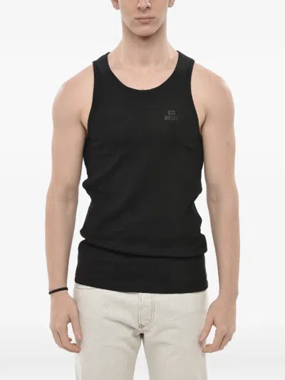 Diesel Ribbed Logo-print Tank Top In Black