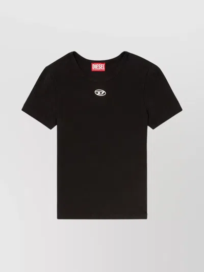 Diesel Slim-fit Stretch Cotton T-shirt With Metallic Oval D Logo In Brown
