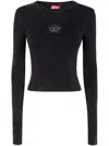 Diesel Ribbed Long-sleeve Black Top With Subtle Logo Detail