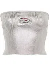 Diesel Ribbed Metallic Strapless Top In Silver