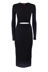 Diesel Cut Out-detail Ribbed Midi Dress In Black