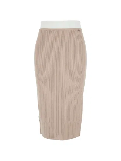 Diesel Ribbed Midi Skirt In Neutral