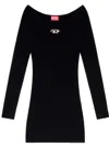 Diesel Black U Neck Dress With D-logo In Black