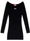 Diesel Black U Neck Dress With D-logo In Black