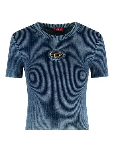 DIESEL RIBBED OVAL-LOGO T-SHIRT
