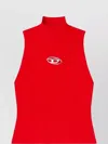 Diesel Ribbed Pattern High Neck Sleeveless Top In Red