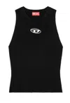 Diesel 'm-caddix' Black Top With Oval D Logo Plaque On The Front In Black