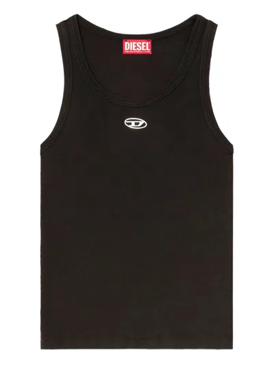 Diesel Ribbed Slim Fit Tank Top In Nero
