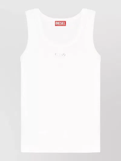 Diesel Ribbed Slim-fit Sleeveless Tank Top In White