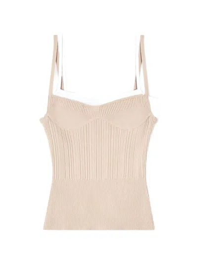 Diesel Ribbed Strap T-shirt In Neutral