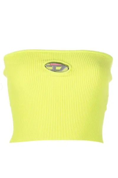DIESEL DIESEL RIBBED STRAPLESS TOP WITH ICONIC LOGO DETAIL
