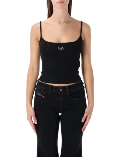 DIESEL DIESEL RIBBED STRETCH COTTON TOP WITH METALLIC OVAL D LOGO