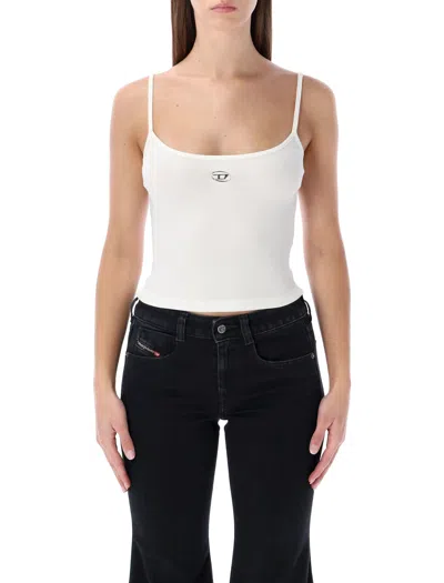 DIESEL DIESEL RIBBED STRETCH COTTON TOP WITH METALLIC OVAL D LOGO