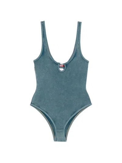 Diesel Ribbed Swimsuit In Blue