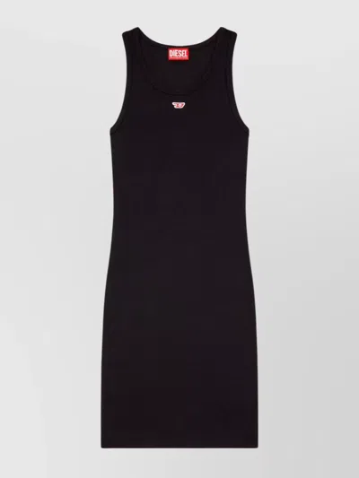 Diesel Ribbed Tank Short Dress In Black