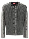 Diesel K-matty Contrast Panel Zip-up Cardigan In Grey