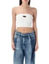 Diesel Ribbed Tube Top With Stylish Logo Plaque In White