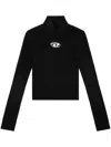 Diesel M-valari Top In Black Ribbed Stretch Jersey In Black