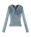Diesel Denim-yarn Jumper With Shiny Effect In Blue