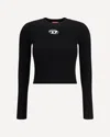 Diesel Ribbed Viscose Top With Oval D In Black