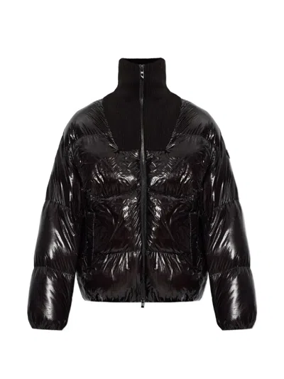 Diesel Ribbed Turtleneck Insert Lined Down Puffer Jacket With Two-way Zip Pockets And Drawstring Hem In Black