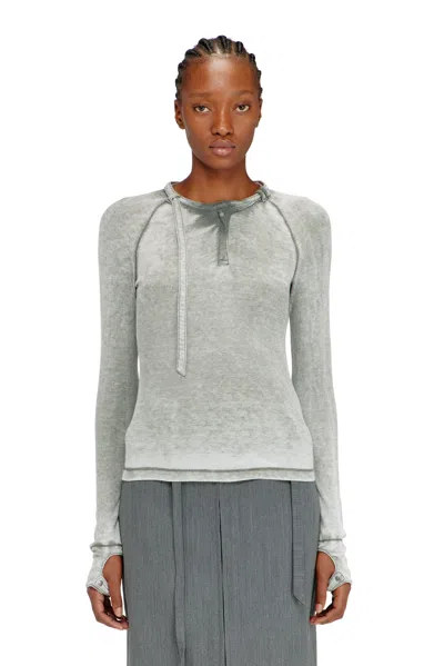 Diesel Rib-jersey Top With Biker Neck Strap In Gray